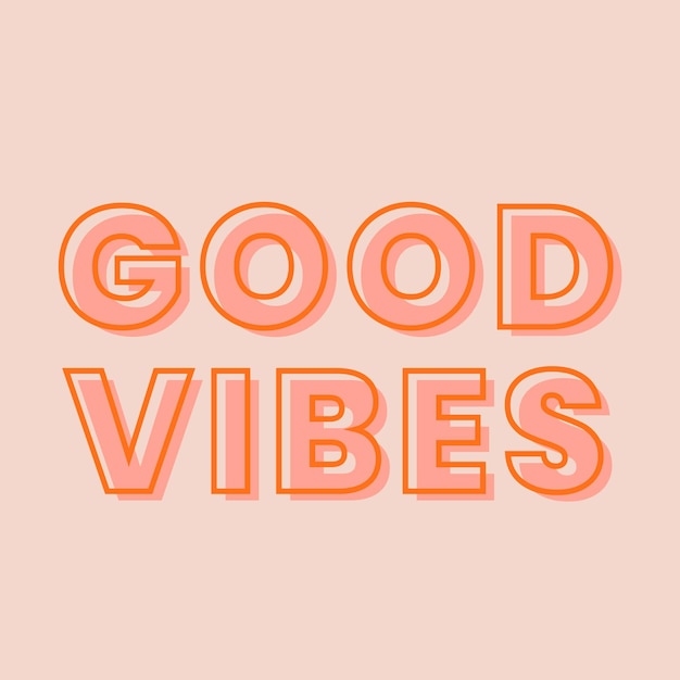 Free Vector good vibes typography on a pastel peach background vector