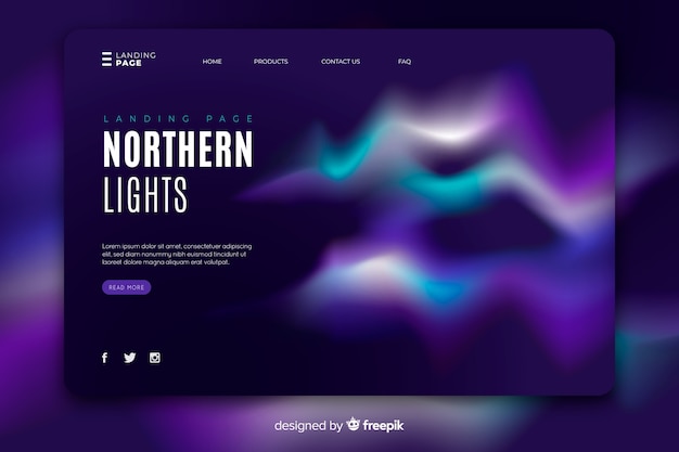 Gorgeous northern lights landing page