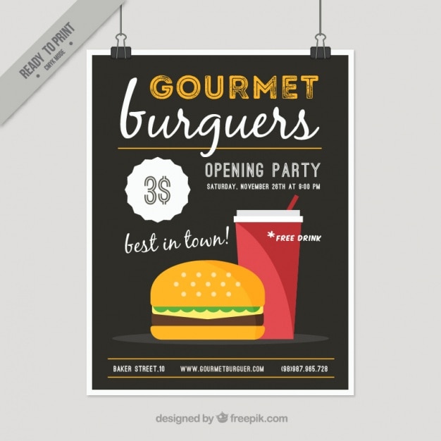 Free Vector gourmet hamburger poster