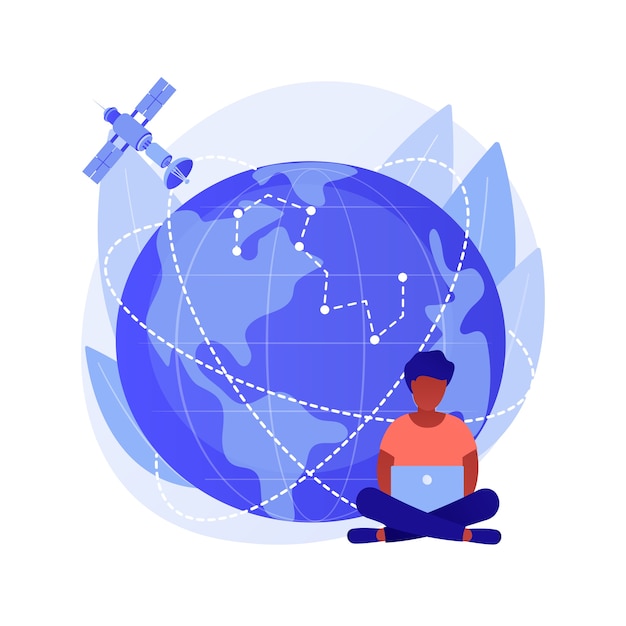 Free Vector gps coverage area. earth observation. space communications idea, orbiting satellite navigation, modern technologies. outer space, cosmos, universe. vector isolated concept metaphor illustration