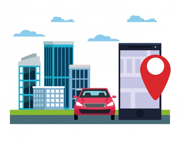 Free Vector gps location car service 