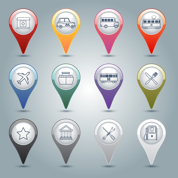 Free Vector gps markers set