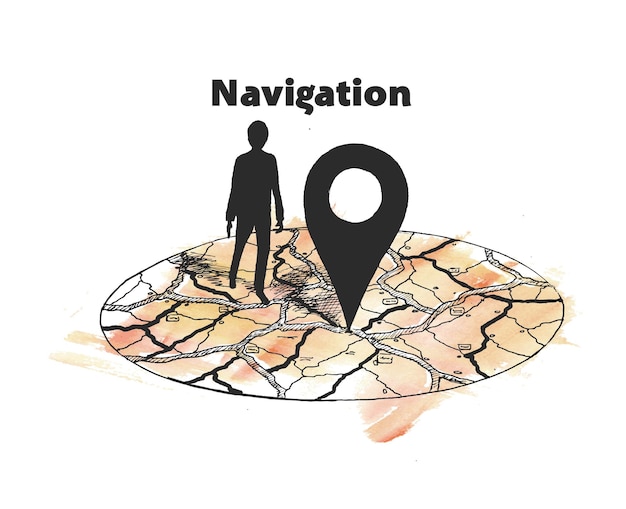 Free Vector gpsnavigator pin mock up with map on white background vector illustration