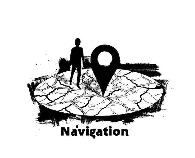 Free Vector gpsnavigator pin mock up with map on white background vector illustration