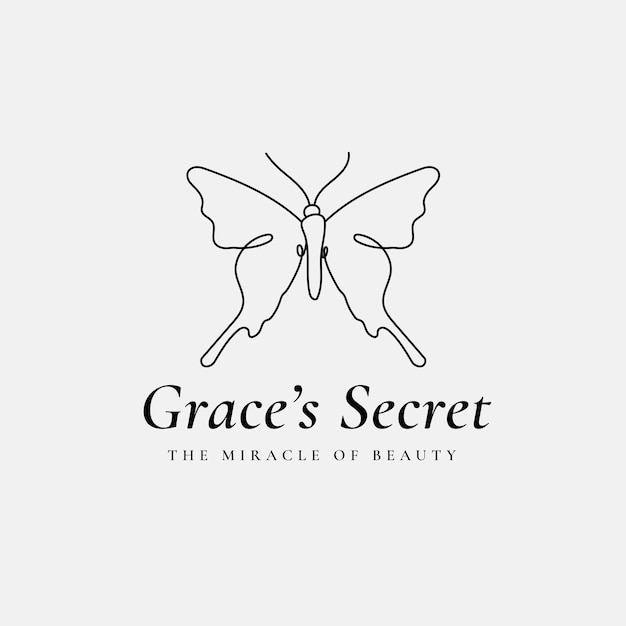 Free Vector grace&amp;rsquo;s secret butterfly logo template, salon business, creative design vector with slogan