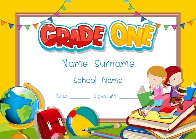 Grade one diploma or certificate template