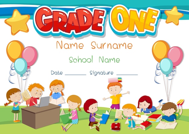 Grade one diploma or certificate template