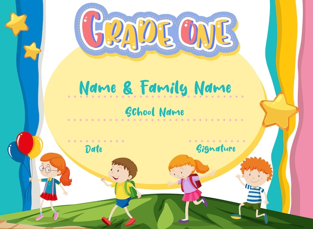 Grade one diploma certificate template