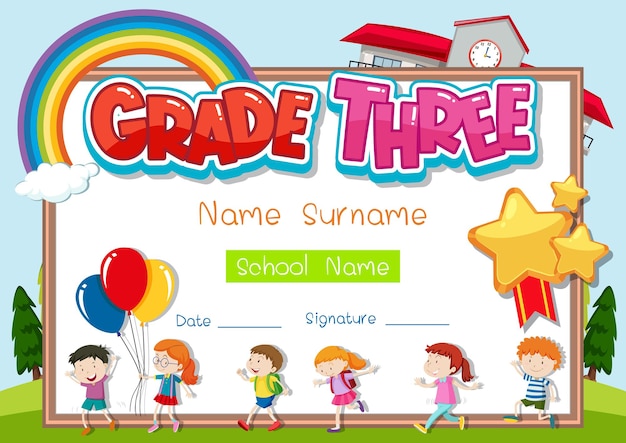 Grade three diploma or certificate template