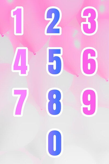 Gradient 0 to 9 number vector set