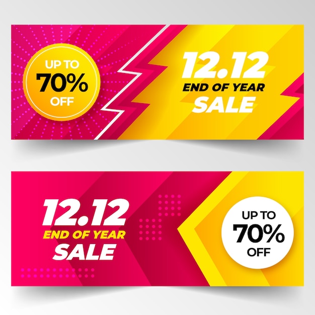 Gradient 12.12 sale horizontal banners set