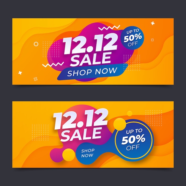 Gradient 12.12 sale horizontal banners set