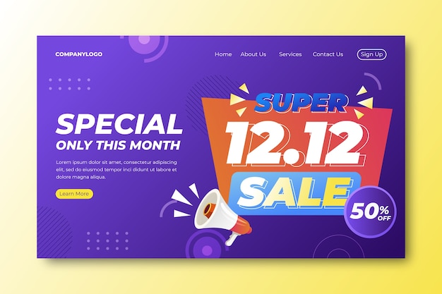 Gradient 12.12 sale landing page template