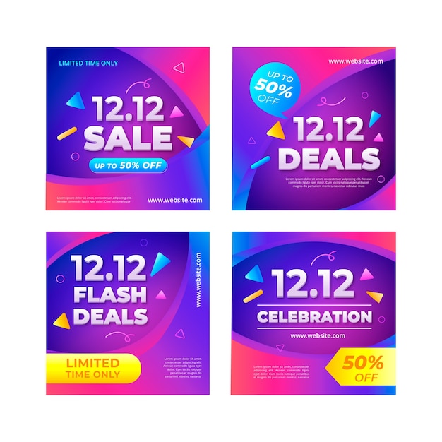 Gradient 12.12 sale social media posts collection