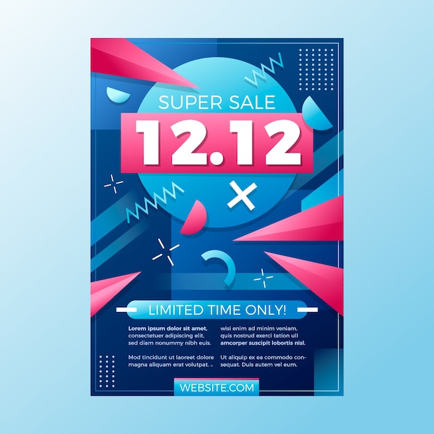 Gradient 12.12 sale vertical flyer template