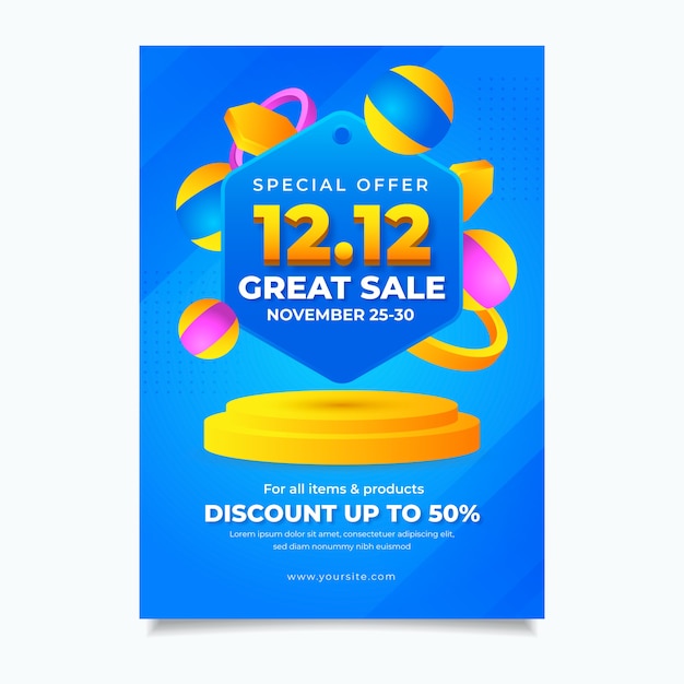 Gradient 12.12 sale vertical flyer template