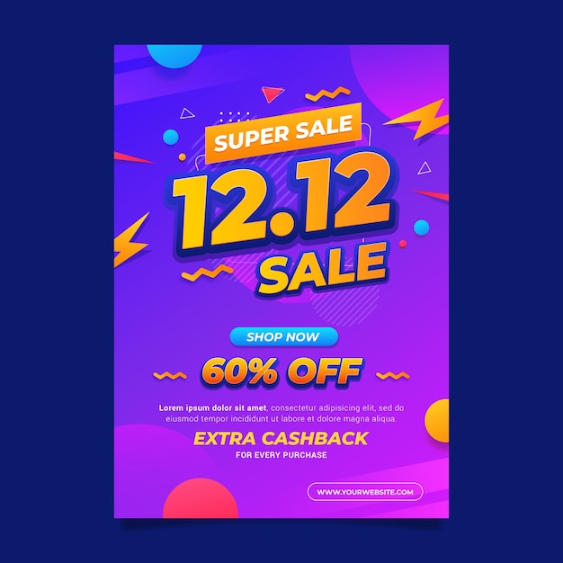 Gradient 12.12 sale vertical flyer template