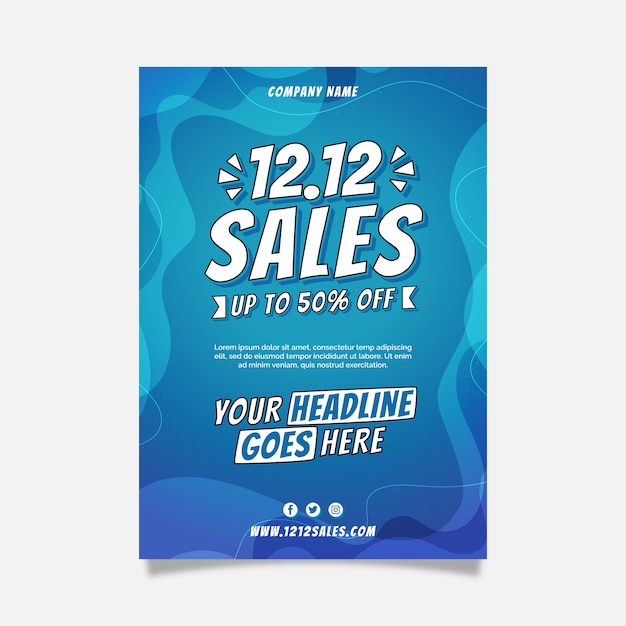 Gradient 12.12 sale vertical flyer template