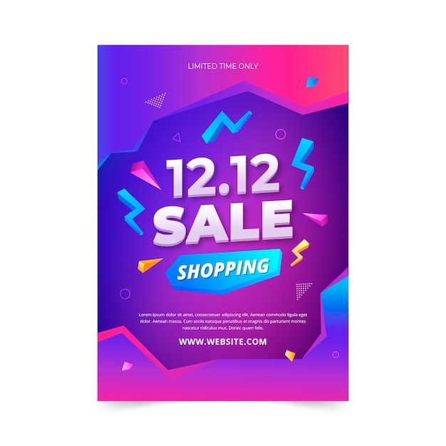 Gradient 12.12 sale vertical poster template