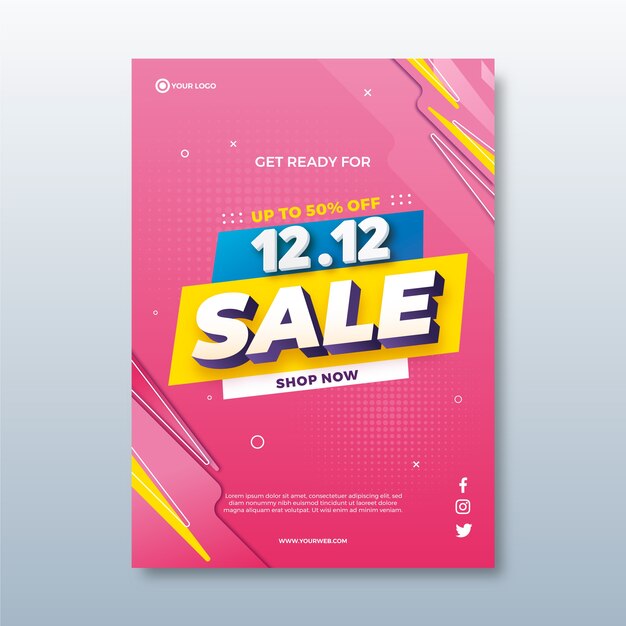 Gradient 12.12 sale vertical poster template