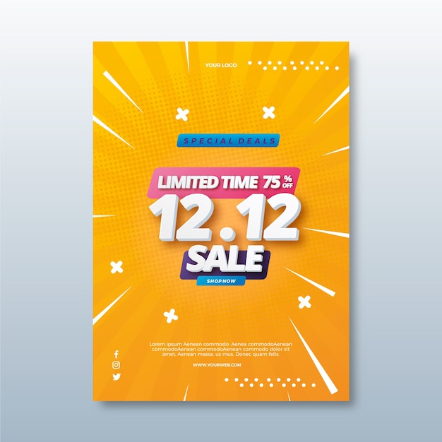 Gradient 12.12 sale vertical poster template