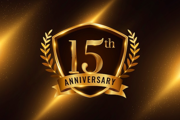 Free vector gradient 15th anniversary or birthday card