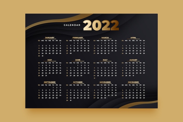 Gradient 2022 calendar template