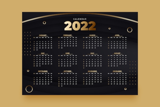 Gradient 2022 calendar template