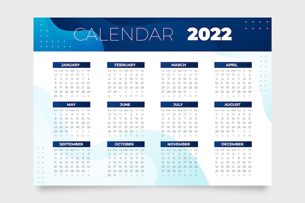 Gradient 2022 calendar template