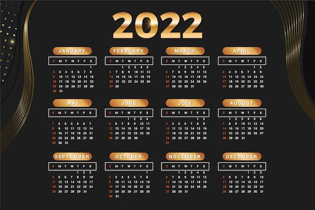 Gradient 2022 calendar template