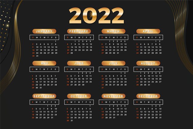 Gradient 2022 calendar template