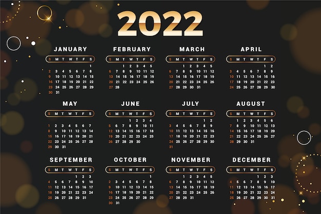 Gradient 2022 calendar template