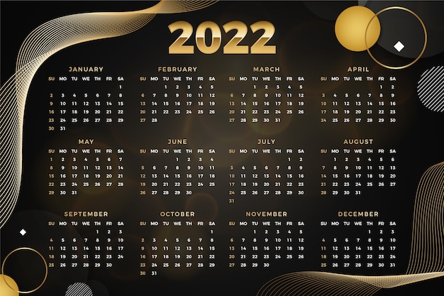 Gradient 2022 calendar template