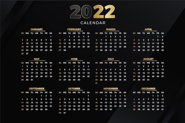 Gradient 2022 calendar template