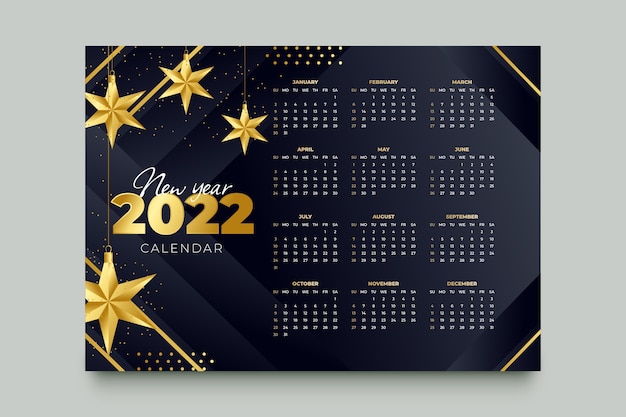 Gradient 2022 calendar template