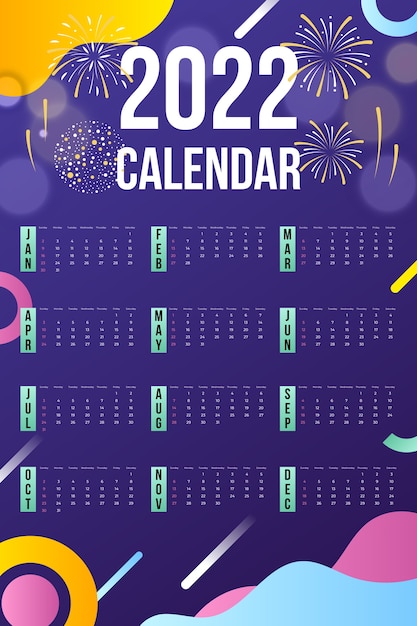 Gradient 2022 calendar template