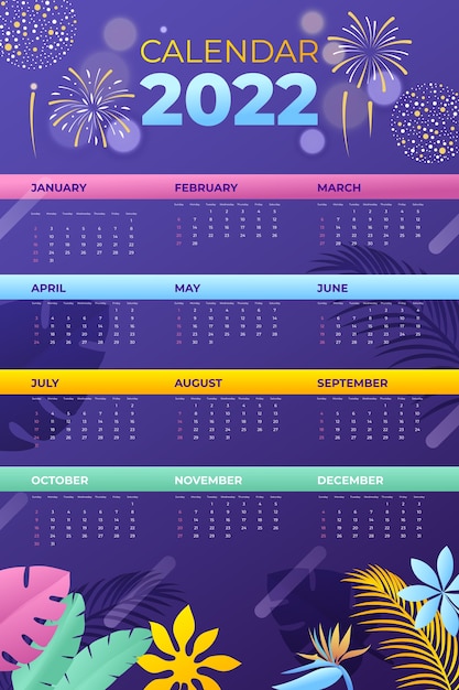 Gradient 2022 calendar template