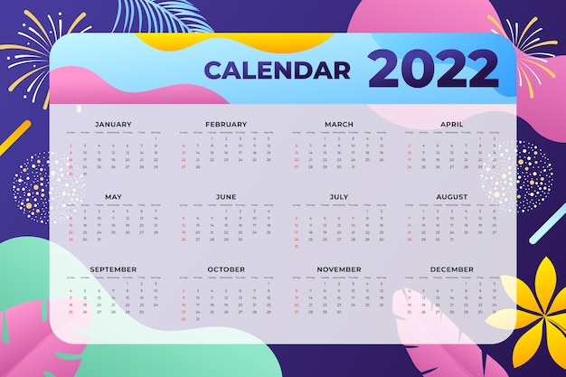 Gradient 2022 calendar template