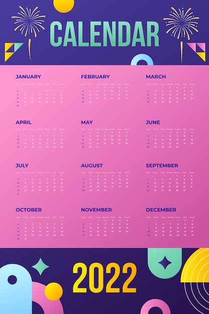 Gradient 2022 calendar template