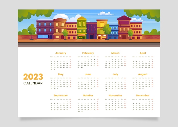 Gradient 2023 monthly calendar template