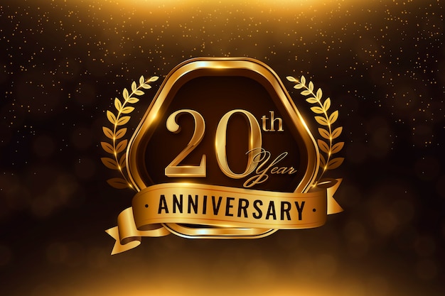 Free Vector gradient 20th anniversary or birthday card