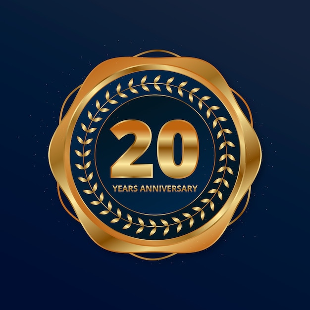 Free Vector gradient 20th anniversary card template