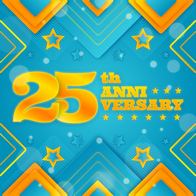 Free Vector gradient 25th anniversary or birthday card