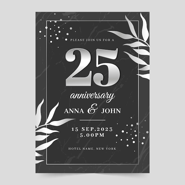 Free Vector gradient 25th birthday template