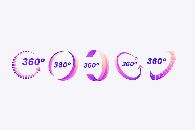 Free Vector gradient 360 degrees icons design