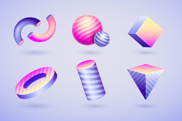 Gradient 3d abstract shape illustration