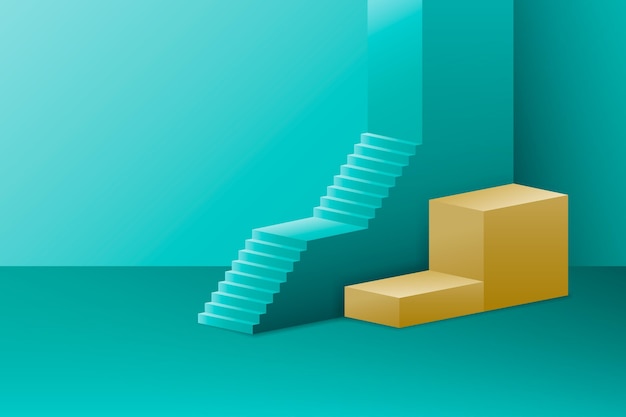 Free Vector gradient 3d stairs background