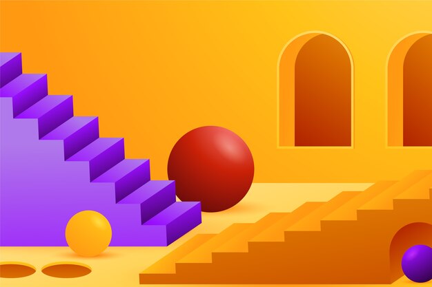 Gradient 3d stairs background