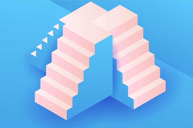 Gradient 3d stairs blue background