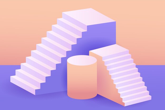 Gradient 3d stairs purple background